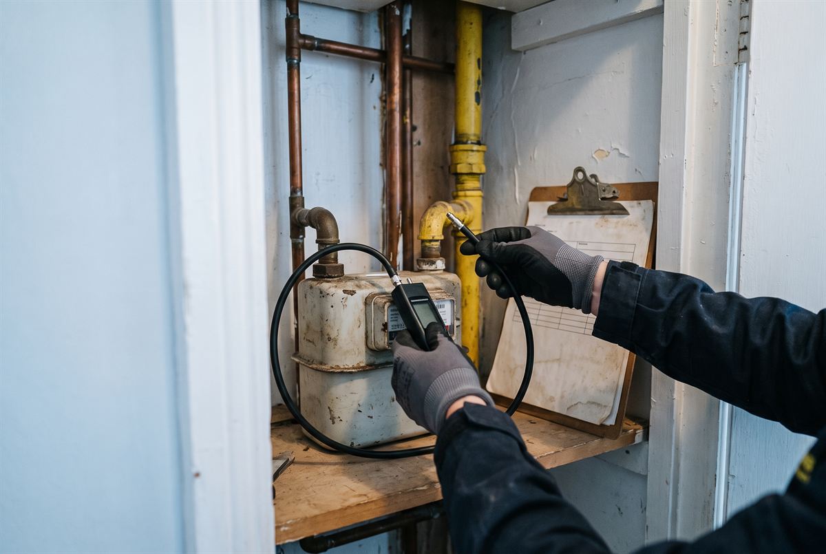 Testing gas pressure at a domestic gas meter